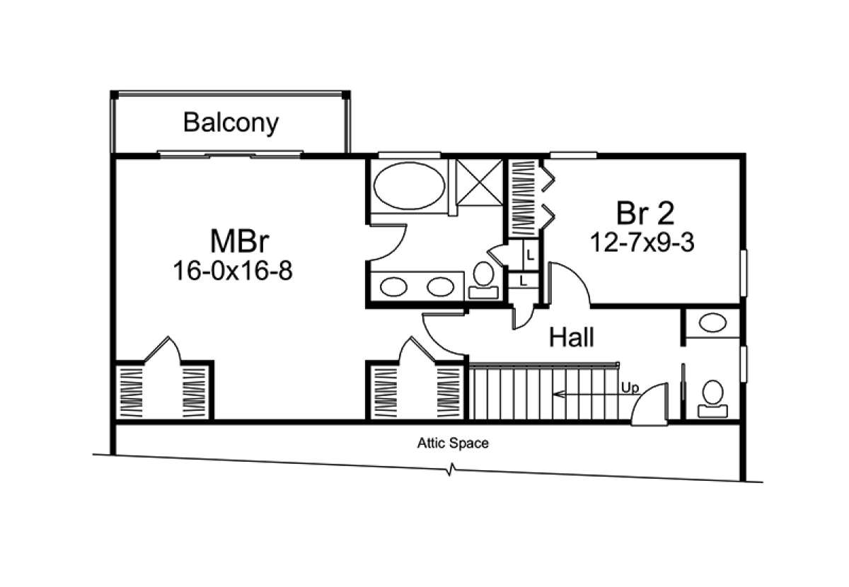 Upper Floor Plan for House Plan #5633-00296