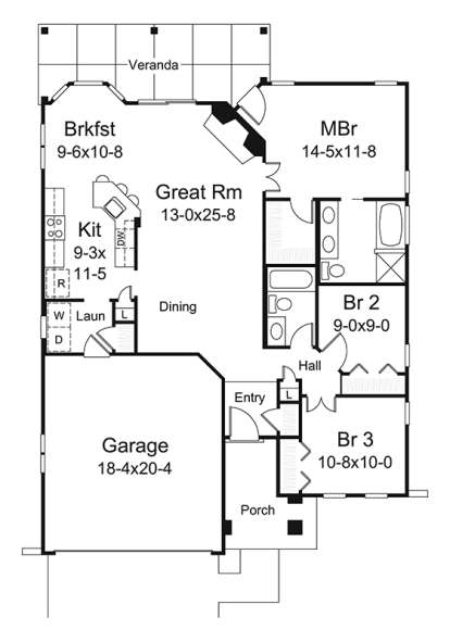 Main Floor Plan for House Plan #5633-00305