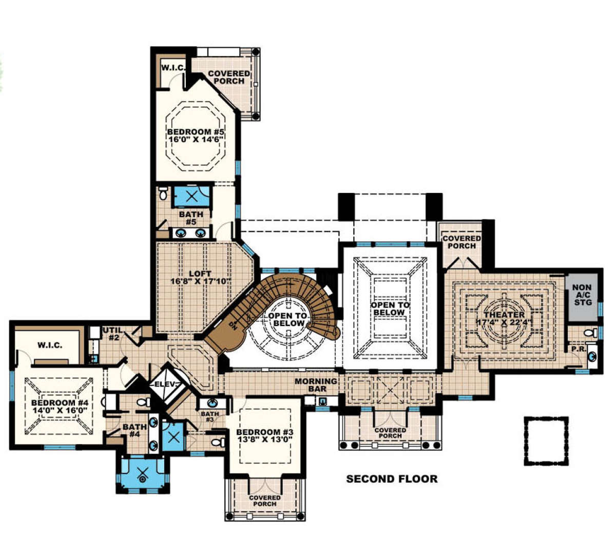 Upper Floor Plan for House Plan #1018-00223