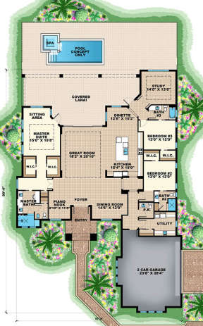 Modern Plan: 3,211 Square Feet, 3 Bedrooms, 3.5 Bathrooms - 1018-00224
