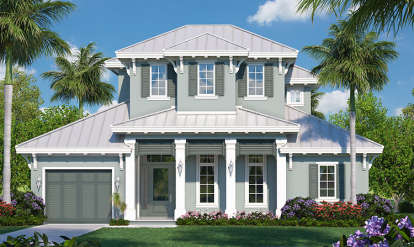 Coastal House Plan #1018-00226 Elevation Photo