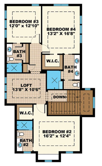 Upper Floor Plan for House Plan #1018-00226
