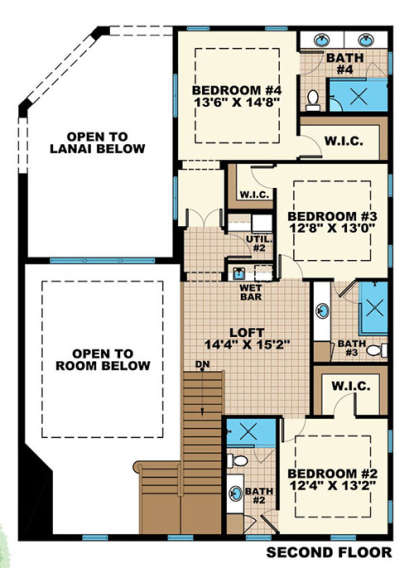 Upper Floor Plan for House Plan #1018-00227