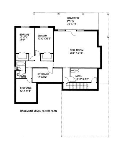 Basement Floor Plan for House Plan #039-00566