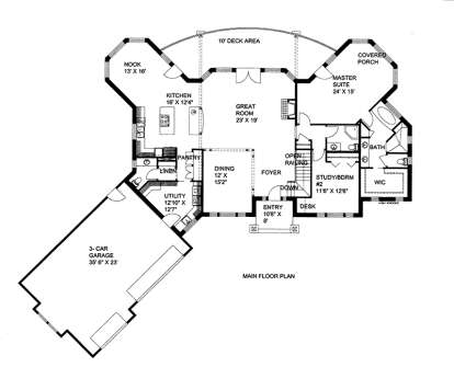 Main Floor Plan for House Plan #039-00568