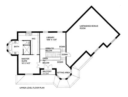 Upper Floor Plan for House Plan #039-00571