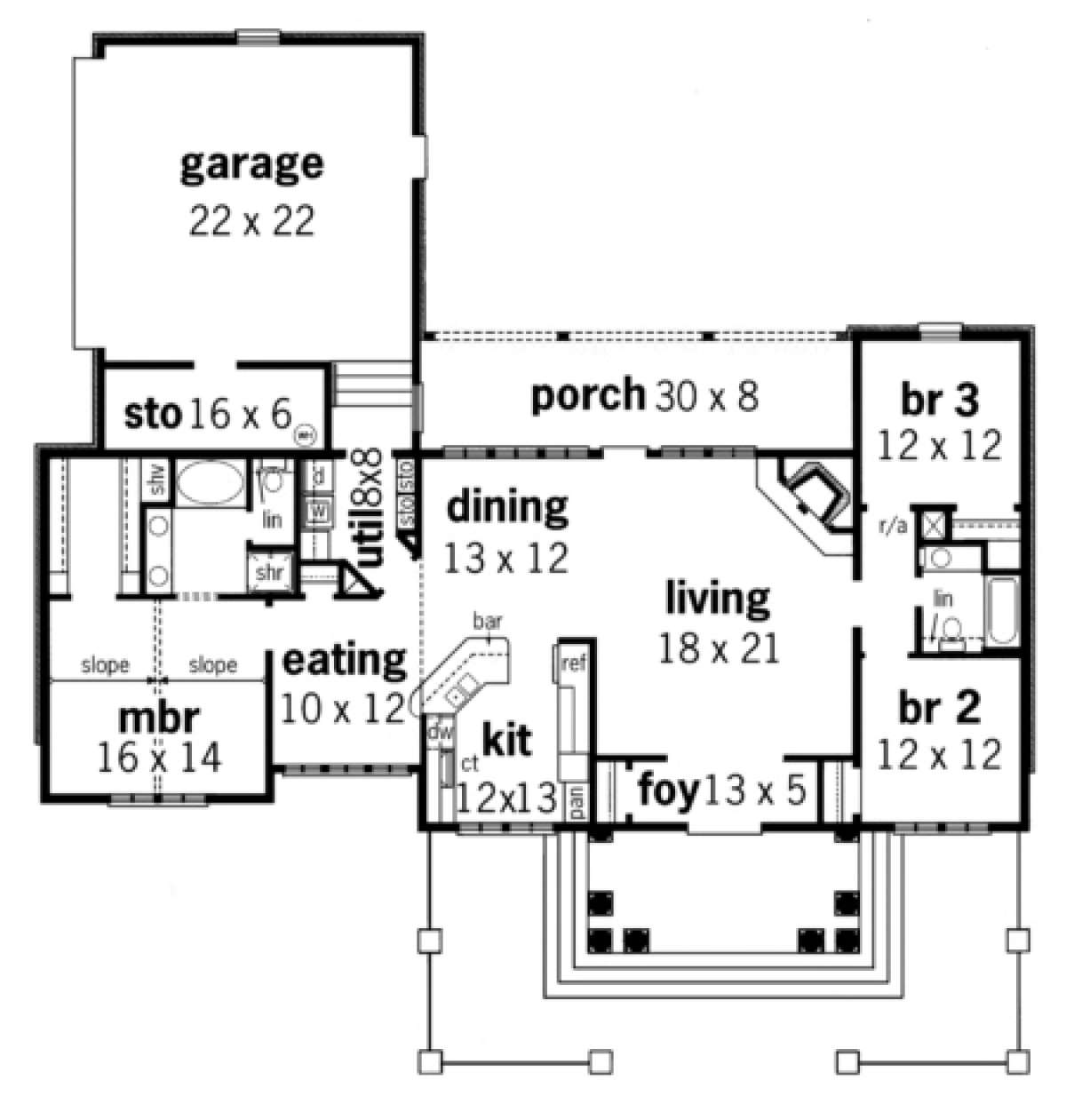 Floorplan 1 for House Plan #048-00088