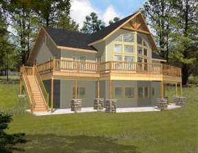 Lake Front House Plan #039-00384 Elevation Photo