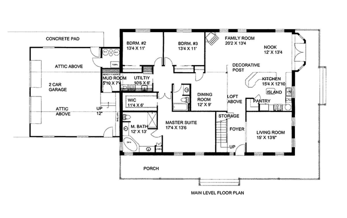 Main Floor Plan for House Plan #039-00586