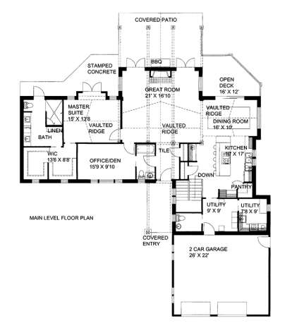 Main Floor Plan for House Plan #039-00594