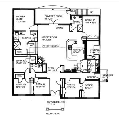 Main Floor Plan for House Plan #039-00595