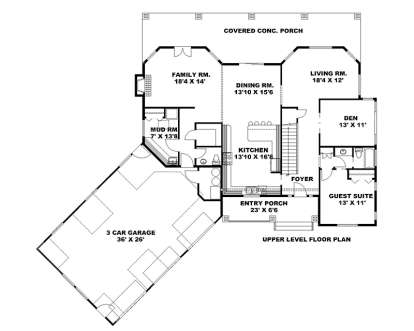Main Floor Plan for House Plan #039-00605