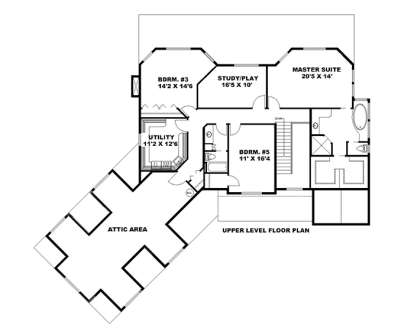 Upper Floor Plan for House Plan #039-00605
