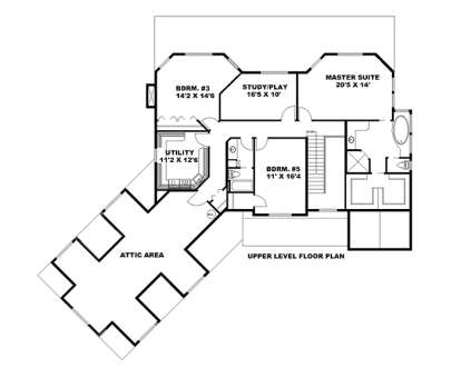 Upper Floor Plan for House Plan #039-00605