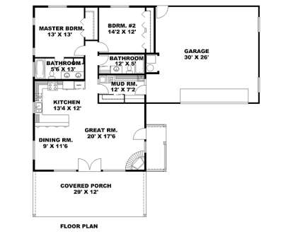 Main Floor Plan for House Plan #039-00606