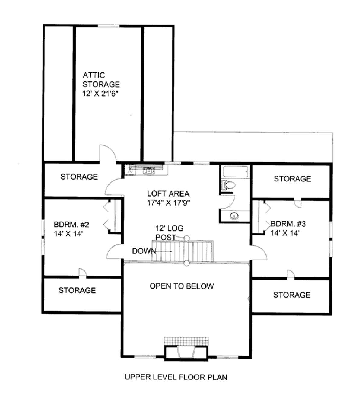 Upper Floor Plan for House Plan #039-00608