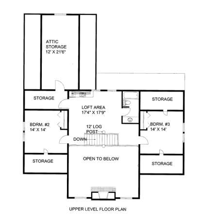 Upper Floor Plan for House Plan #039-00608