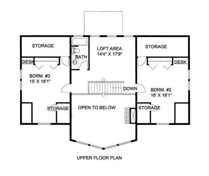 Upper Floor Plan for House Plan #039-00617