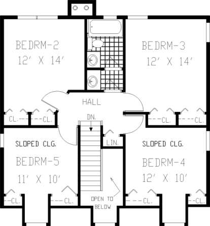 Upper Floor for House Plan #033-00017