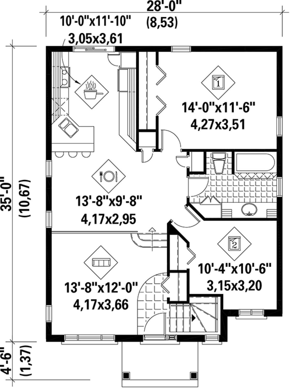 Main Floor Plan for House Plan #6146-00035