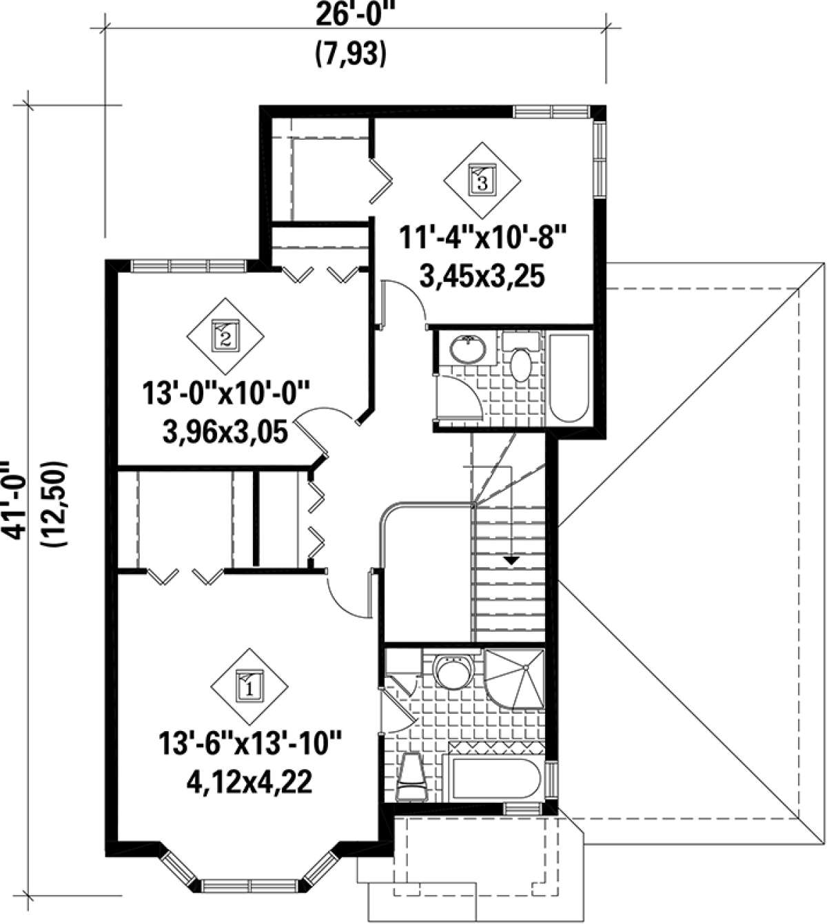 Upper Floor Plan for House Plan #6146-00043