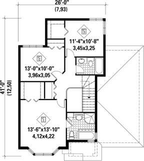 Upper Floor Plan for House Plan #6146-00043