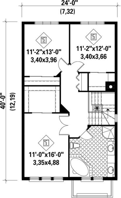 Upper Floor Plan for House Plan #6146-00044