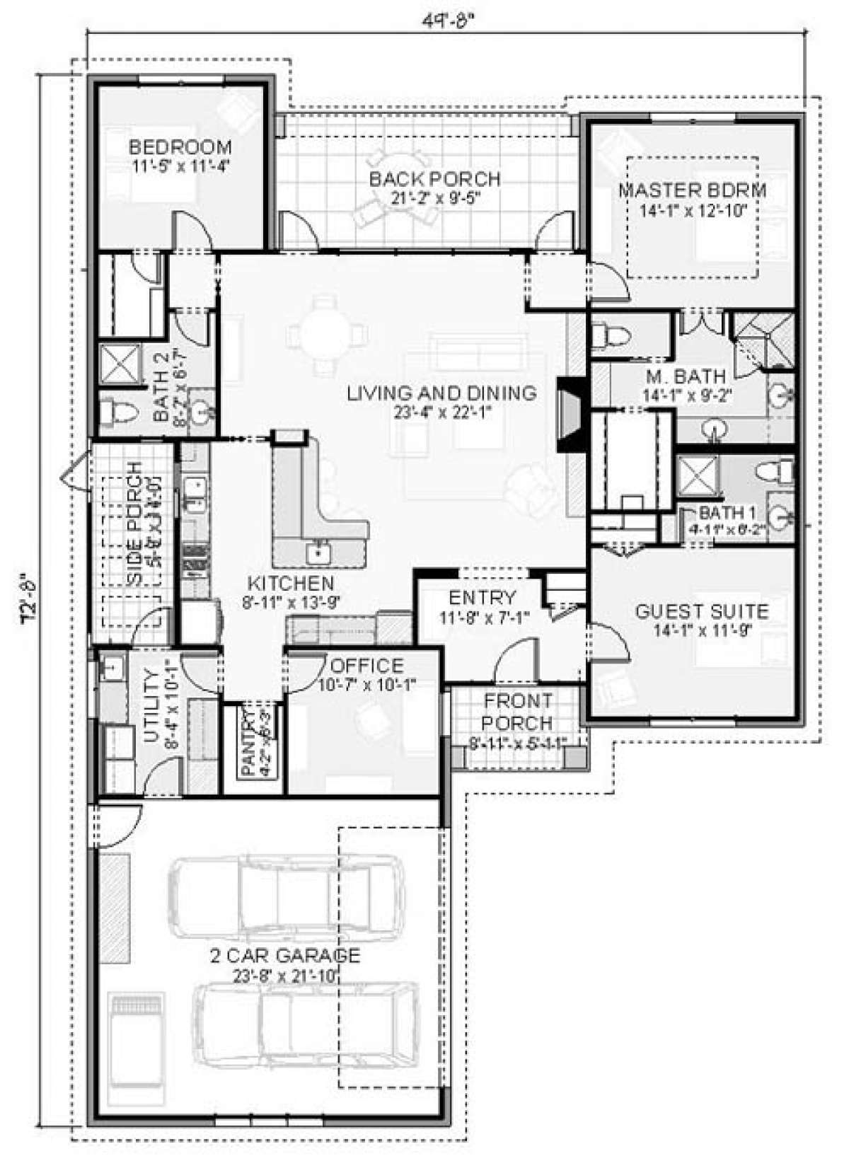 Floorplan 1 for House Plan #3125-00001