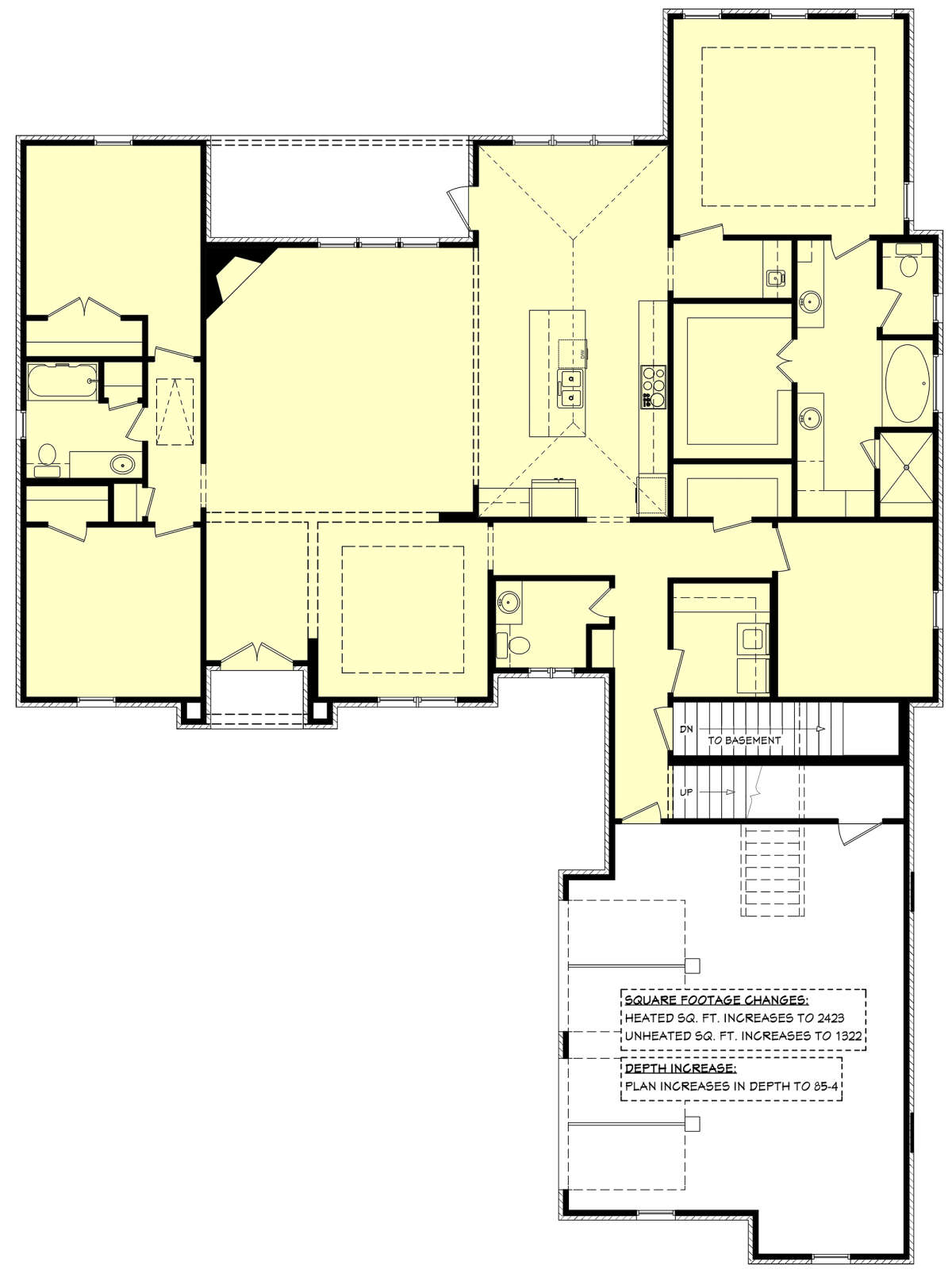 Main Floor w/ Basement Stair Location for House Plan #041-00136