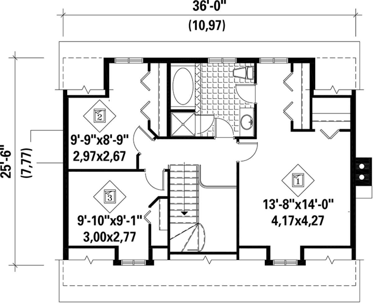 Upper Floor Plan for House Plan #6146-00050