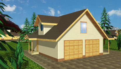 Cabin House Plan #039-00393 Elevation Photo