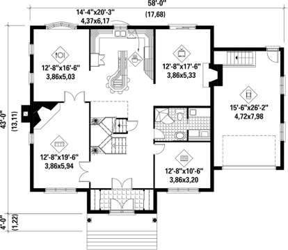 Main Floor Plan for House Plan #6146-00055