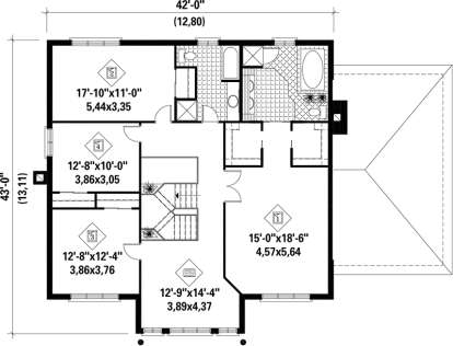 Upper Floor Plan for House Plan #6146-00055