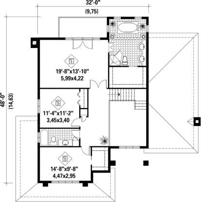 Upper Floor Plan for House Plan #6146-00056