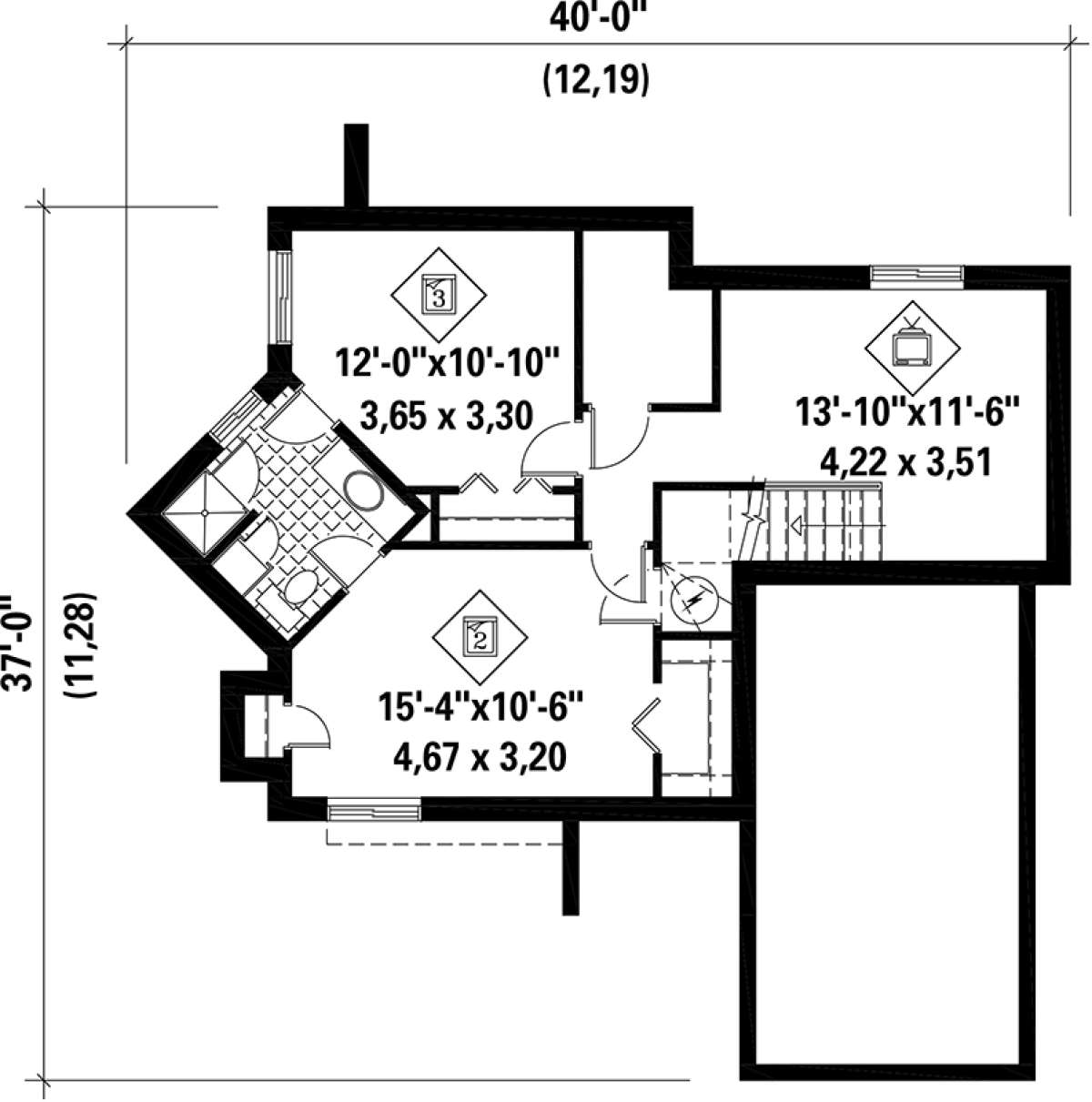 Basement Floor Plan  for House Plan #6146-00057