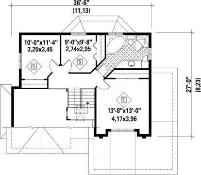 Upper Floor Plan for House Plan #6146-00058
