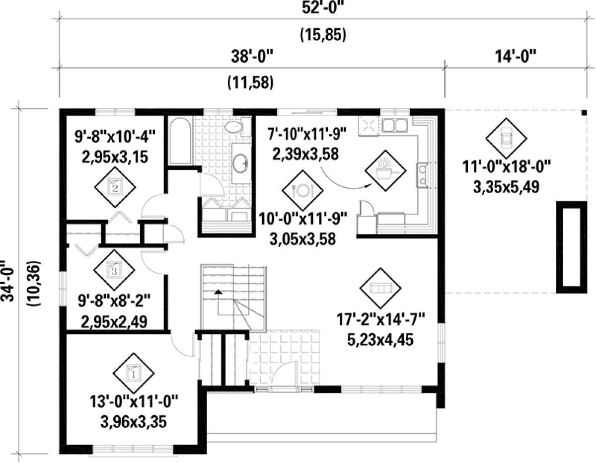 Main Floor Plan for House Plan #6146-00059