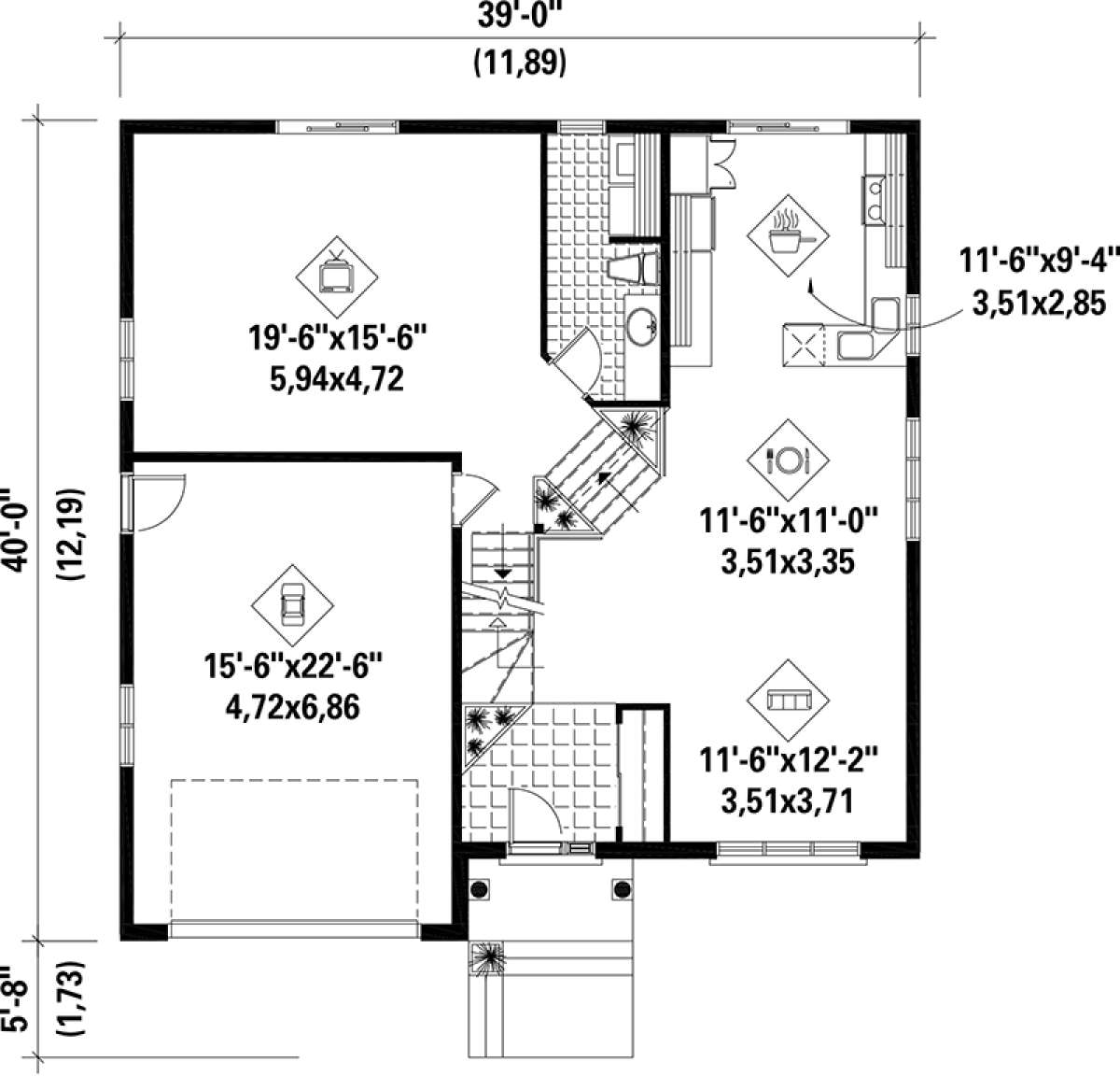Main Floor Plan for House Plan #6146-00061