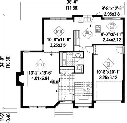 Main Floor Plan for House Plan #6146-00065