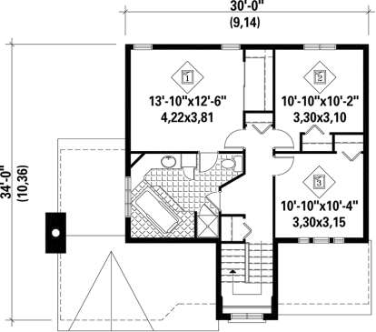 Upper Floor Plan for House Plan #6146-00065