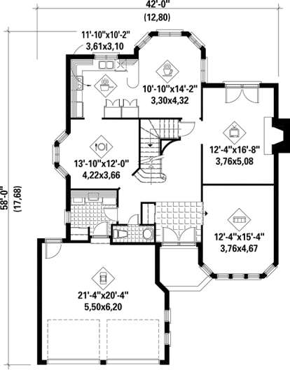 Main Floor Plan for House Plan #6146-00069