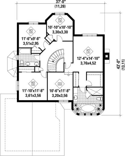 Upper Floor Plan for House Plan #6146-00069