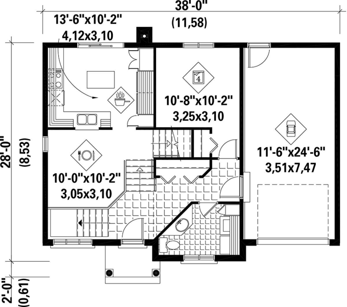 Main Floor Plan for House Plan #6146-00070