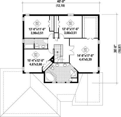 Upper Floor Plan for House Plan #6146-00072