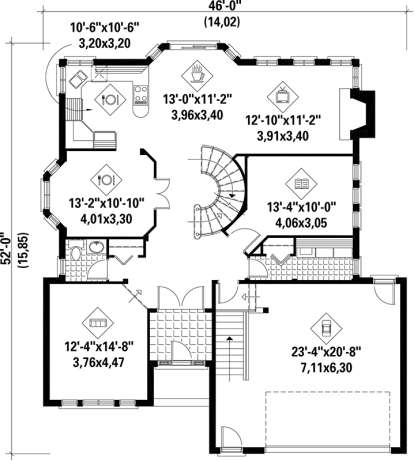 Main Floor Plan for House Plan #6146-00073