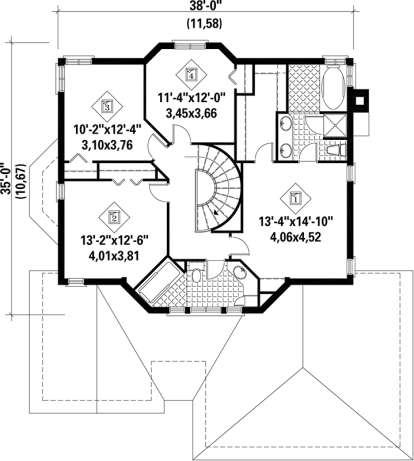 Upper Floor Plan for House Plan #6146-00073