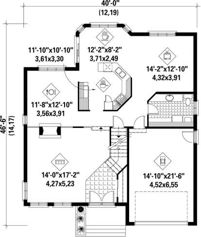 Main Floor Plan for House Plan #6146-00078