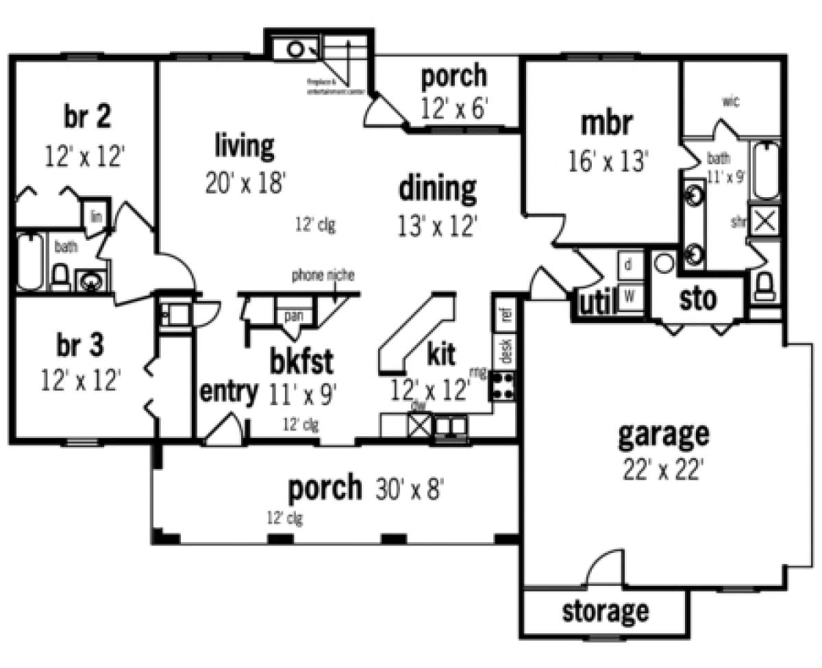 Floorplan 1 for House Plan #048-00089