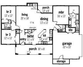Floorplan 1 for House Plan #048-00089