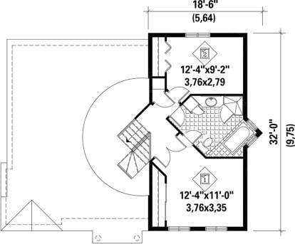Upper Floor Plan for House Plan #6146-00080